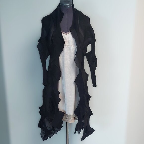 Alquema Handmade, Knee Length, Sheer Nikki Coat in Black - Size O/S NWT - Picture 5 of 13